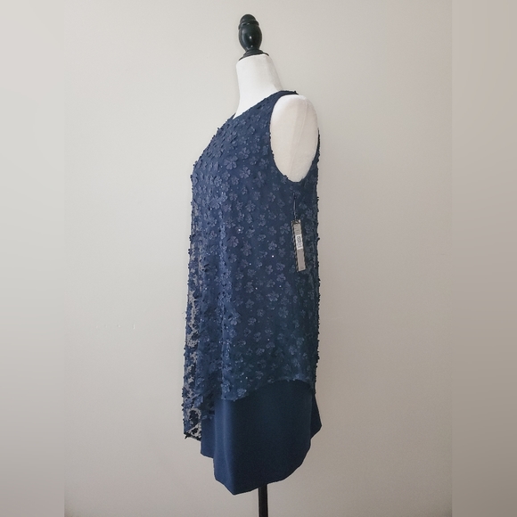 Tahari ASL Assymetrical Appliqué Floral Dress - Picture 11 of 15